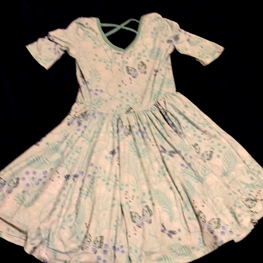 Dot Dot Smile dress sz 7, twirly w butterfly green